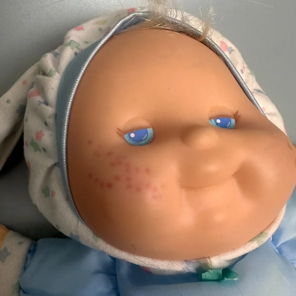 Vintage 1991 Fisher Price Puffalump Kids Light Up Baby Doll Blue 1372 1373 Plush